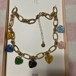 Gold tone Heart Charm Necklace